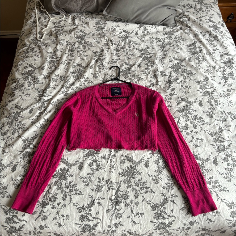 Barbie pink cropped polo long sleeve vest